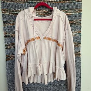 Women's Cream and Orange Ruffle Top